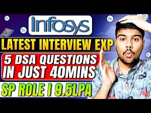 🚨Infosys Specialist Programmer Interview Experience: 5 DSA Questions in Just 40 Mins!😱