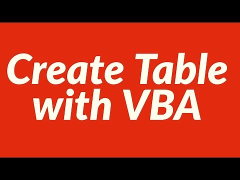 Create Table with VBA