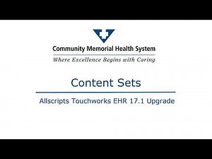 Allscripts EHR 17.1- Content Sets