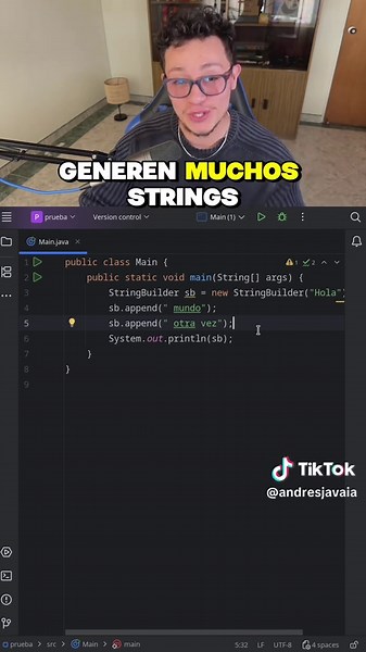 ¿Sabías que en Java concatenar Strings con puede ser muy costoso en memoria? 😱 Por eso existe StringBuilder, una clase optimizada que permite modificar cadenas de texto sin crear nuevos objetos en cada operación. 👉 Con StringBuilder puedes concatenar, insertar, borrar y reemplazar texto de forma rápida y eficiente. Ideal cuando trabajas con bucles, grandes cantidades de texto o manipulación constante de cadenas. 🔥 Conócelo y evita caer en el error más común al usar Strings en Java. #java #per