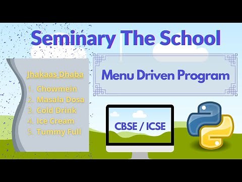 Menu Driven Program (Python) for Class XI and XII