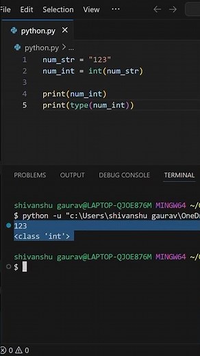 how to convert string to an integer ( python for beginners ) #python #strings