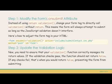 Resolving the onsubmit Cancelling Out the action in HTML Forms