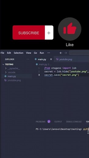 Hide text in image using python (steganography)😎💥 #programming