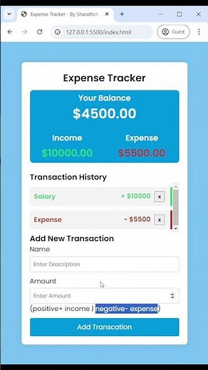 Expense Tracker Web App: Complete Coding Tutorial for Beginners #webdevelopment #code