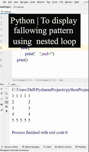 Python Program | To display fallowing pattern using nested loop. #softech_computer_hassan