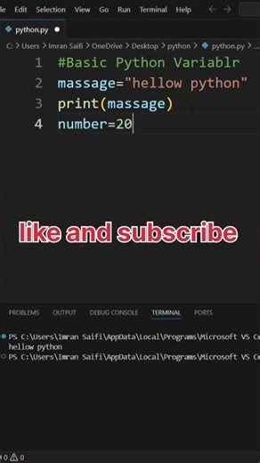 python Basic: VARIABLE in minutes #coding #python