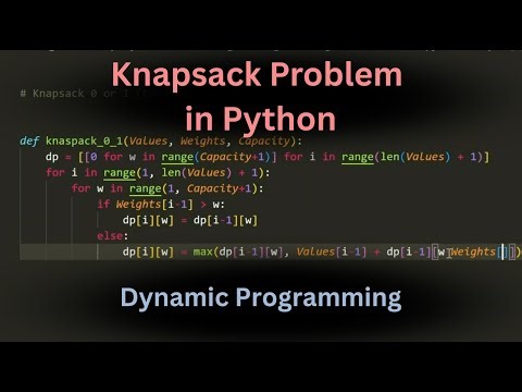 Knapsack Problem in Python | Dynamic Programming Algorithm + Backtracking Explained Step by Step