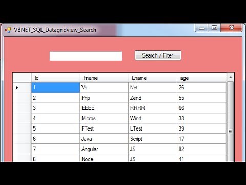 VB.NET And SQL - Datagridview Search Data Using Visual Basic .Net [ with source code ]