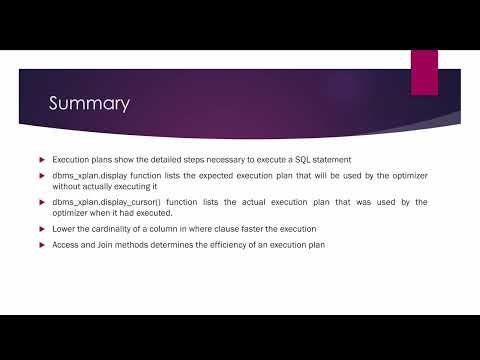 Oracle SQL Performance Tuning Day 20 - Execution Plan - Summary