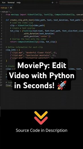 MoviePy: Edit Video with Python in Seconds! 🚀 #pythonprogramming #python #coding #videoediting