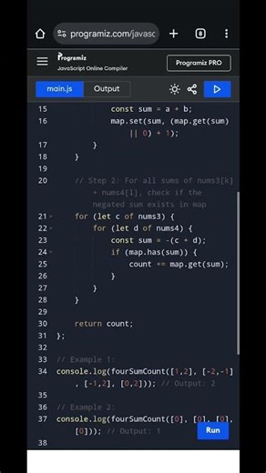 💡 4Sum II Problem | Count Tuples with Zero Sum | JavaScript HashMap Solution