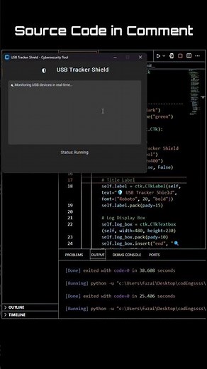 USB Tracker Shield 🛡️ | Real-Time USB Monitor in Python! 🔥 #cybersecurity #usb #tech