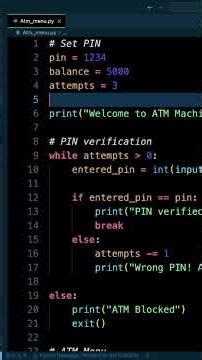 5️⃣ Python ATM Program | Real Life Example