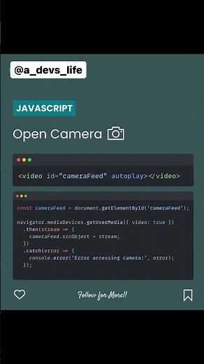 How to open camera using JavaScript #js #javascript