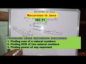 Recursion in Java class 11 ISC || Sum of natural numbers, Power and GCD using Recursive technique