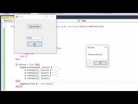 Array Variables – Two Dimensional Arrays VB.NET Implementation