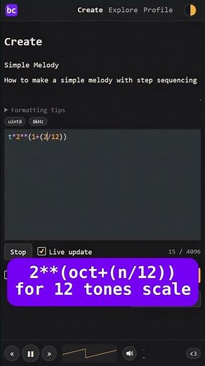 Bytebeat basics - Simple step-sequenced melody