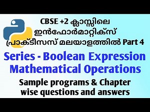 "Mathematical Operations and Boolean Expression" | Informatics practices Python Pandas in Malayalam