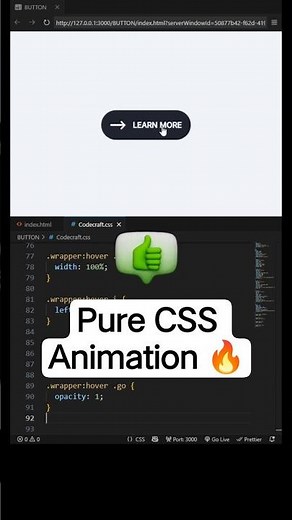 ✨ Stylish "Learn more" button using | CSS 🔥 #coding #animation #webdevelopment
