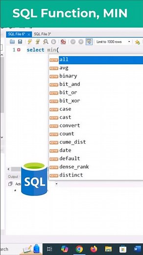 SQL Functions MIN MySQL Workbench #sql