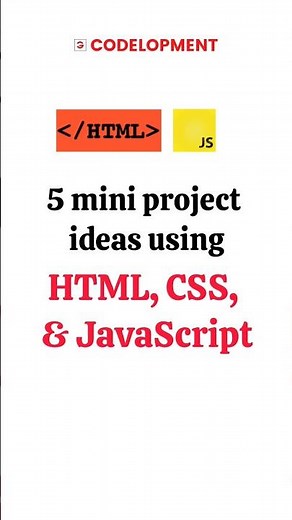 5 mini project ideas using HTML, CSS, and JavaScript: #cseprojects #projects