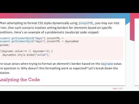 Fixing JavaScript Issues: Formatting CSS in innerHTML Properly