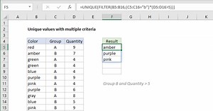 Unique values with multiple criteria