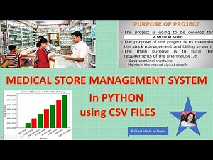 Medical Store System Project in PYTHON using CSV File-Project in Python using CSV Files-BCA-MCA-CBSE