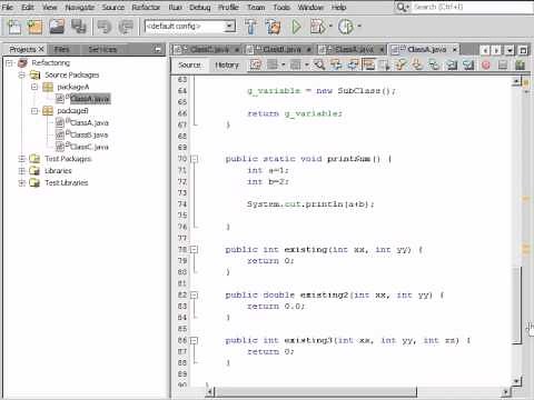 Refactoring Options in NetBeans IDE