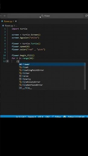 Flower drawing using Python 🌼 #codemasters #coding #python #pythonfullstack #pythonanimation