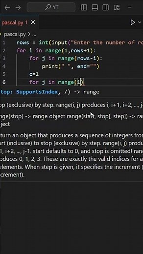How to Print Pascal's Triangle in Python #python #pascaltriangle #forloop #coding #programming