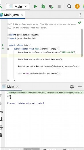 Java 8 Program 4 - Find the Age of a Person if the Birthday Date has Given #java #interview #coding