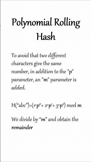 Polynomial Rolling Hash Algorithm Explained with Visualization