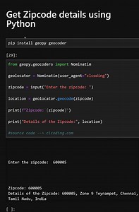 Get Zipcode details using Python | Python Coding