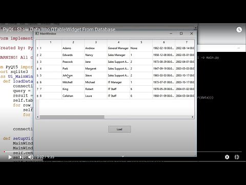 PyQt : Show Data Into QTableWidget From Database.