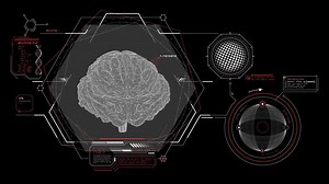 Medical research in an animated alien interface.