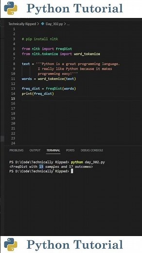 NLP Frequency Distribution (NLTK) | Python Tutorial