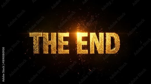 Glowing Text Animation Displaying The End Effect with Sparkling Particle Effects