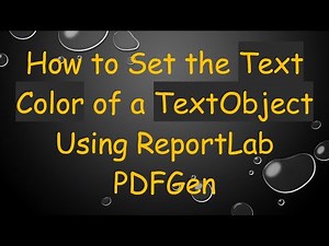 How to Set the Text Color of a TextObject Using ReportLab PDFGen
