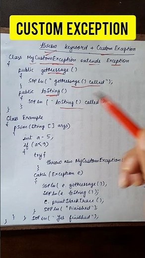 Custom Exception in Java #java #javaforbeginners #javaprogramming #100daysofcode