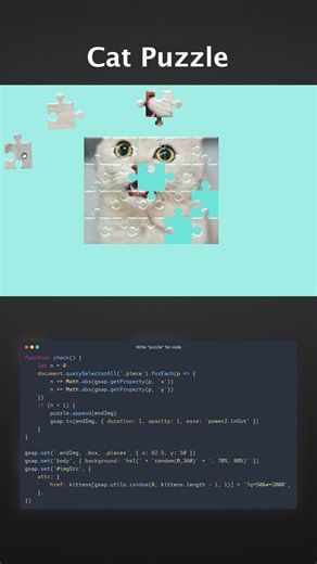 🧩 Cat Puzzle Game — JavaScript Mini Project! #html #css #js #project