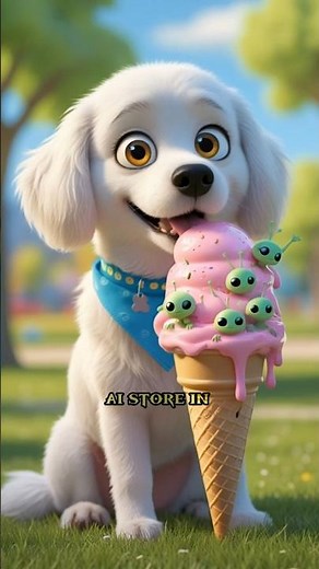 Dog Eats Ice Cream with Aliens Inside 🍦👽 | Funny Animated Story | AI Store #shorts