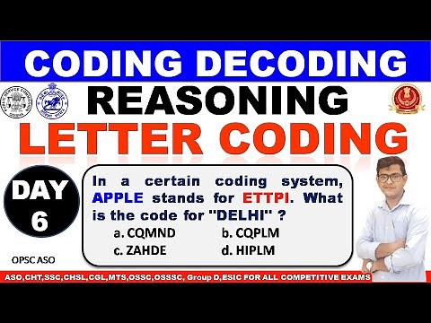 Coding Decoding Reasoning Concepts/ Letter Coding/Coding Decoding Reasoning Tricks/All Types/ASO,SSC