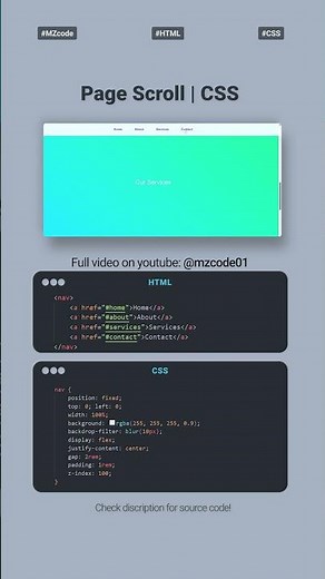 Master Page Scroll Effects with HTML, CSS & JS 🚀 | Smooth Animations | MZCode01 #csstips #cssshorts