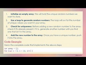 Generate an Array of Unique Random Numbers in JavaScript