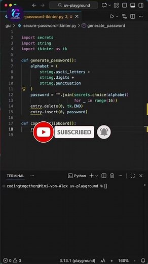 This Python App Creates Unbreakable Passwords 🔐😱| Python GUI Project: Password Generator 🔐 #shorts