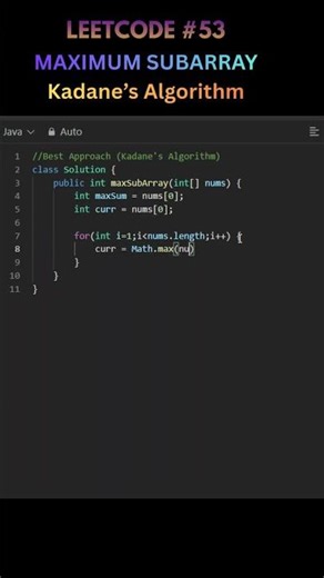 Most Asked Interview Problem 🔥 LeetCode 53 | Kadane’s Algorithm | Java Solution