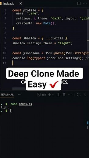 Deep Clone Objects in JavaScript the RIGHT Way ✅ #coding #programming #javascript