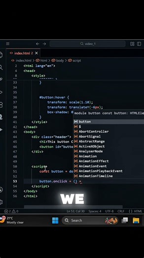This JavaScript Button Changes Everything #coding #htmlcss #correctcoding #webdesign #programming